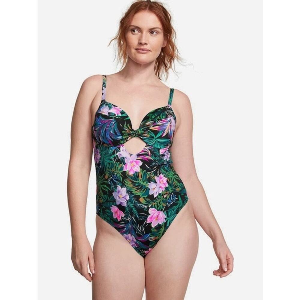 Victoria’s Secret Tropical Floral Cutout One Piece Swimsuit Size S